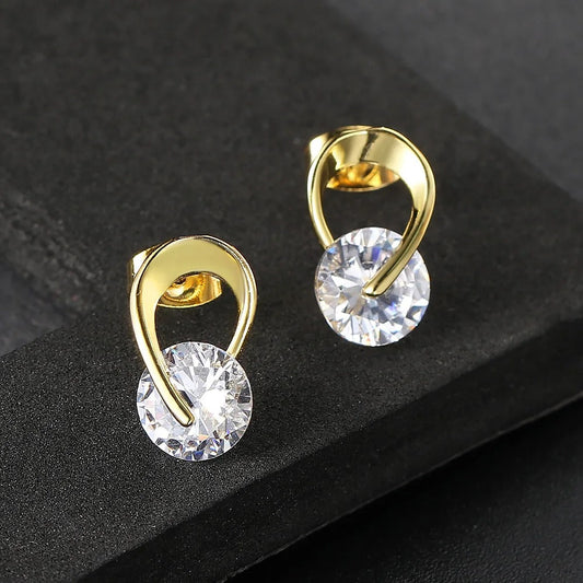 Vintage Gold & Clear Gemstone Earrings-Maryam Jewelry