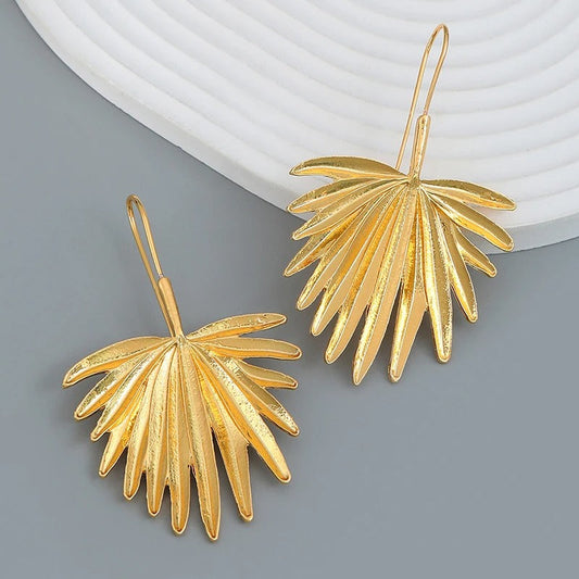Vintage Gold Leaf Drop Earrings-Maryam Jewelry