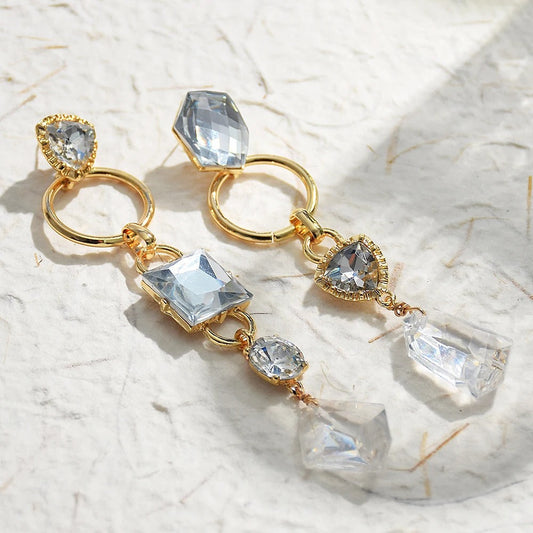 Classic Shiny Gemstone Gold Vintage Earrings-Maryam Jewelry