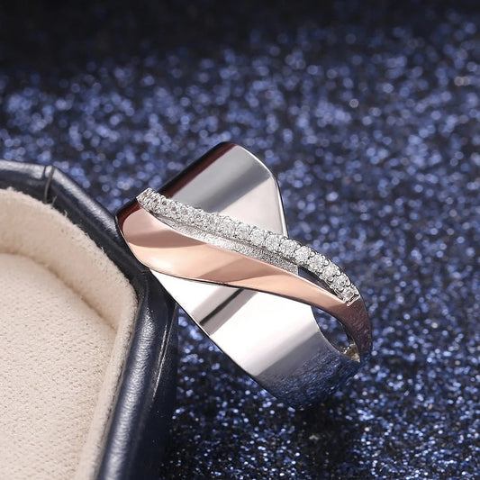 Two-Tone Silver & Rose Gold Ring-Maryam Jewelry