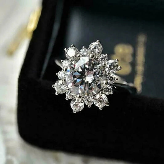 Vintage Silver Sparkle Bloom Ring-Maryam Jewelry