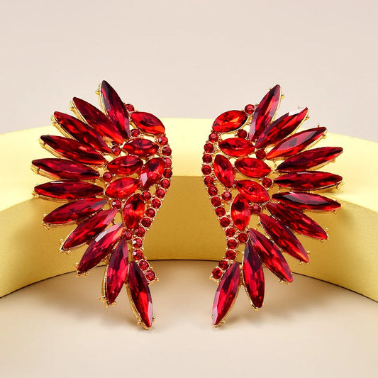 Gold Vintage Red Winged Gemstone Earrings-Maryam Jewelry