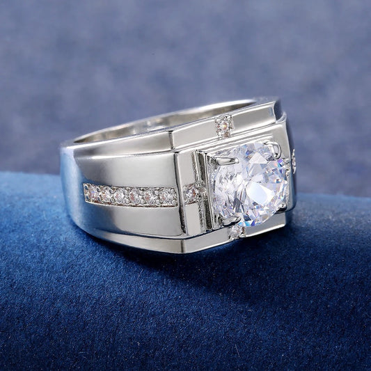 Silver Shiny Cubic Zirconia Ring-Maryam Jewelry