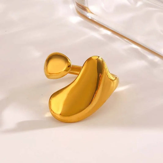 Gold Unique Abstract Shape Adjustable Ring-Maryam Jewelry