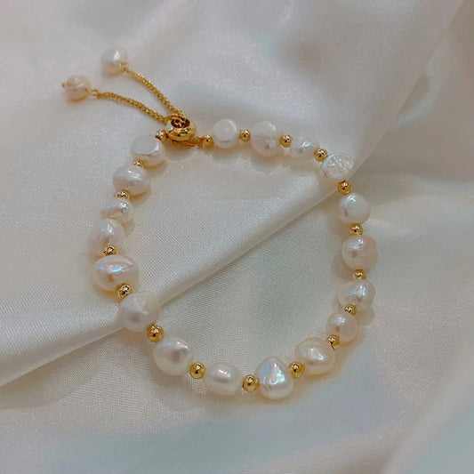 Vintage White Pearl & Gold Bracelet-Maryam Jewelry