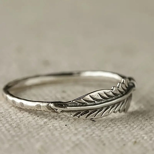 Vintage Silver Feather Ring-Maryam Jewelry