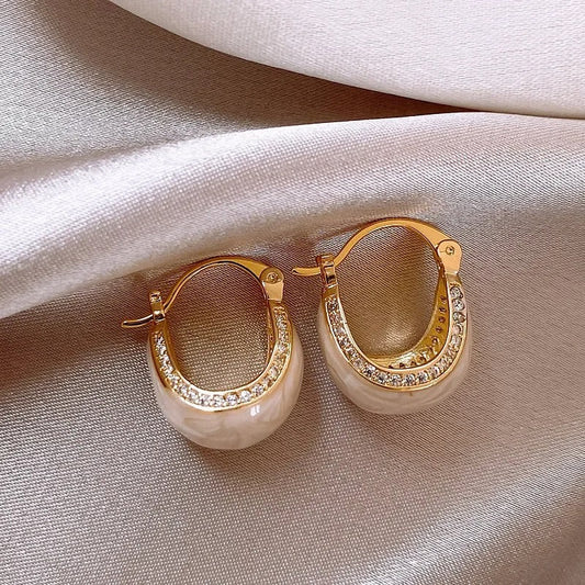Vintage Gold Hoop Pendant Earrings-Maryam Jewelry
