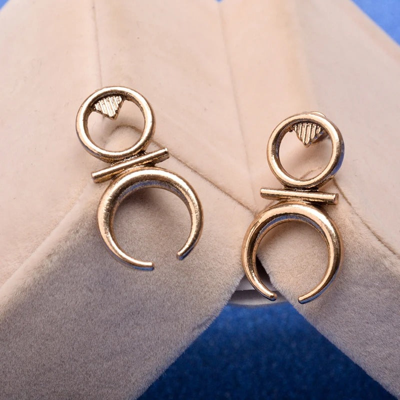 Vintage Ethnic Moon Stud Earrings-Maryam Jewelry