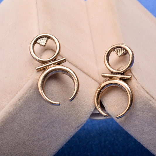 Vintage Ethnic Moon Stud Earrings-Maryam Jewelry
