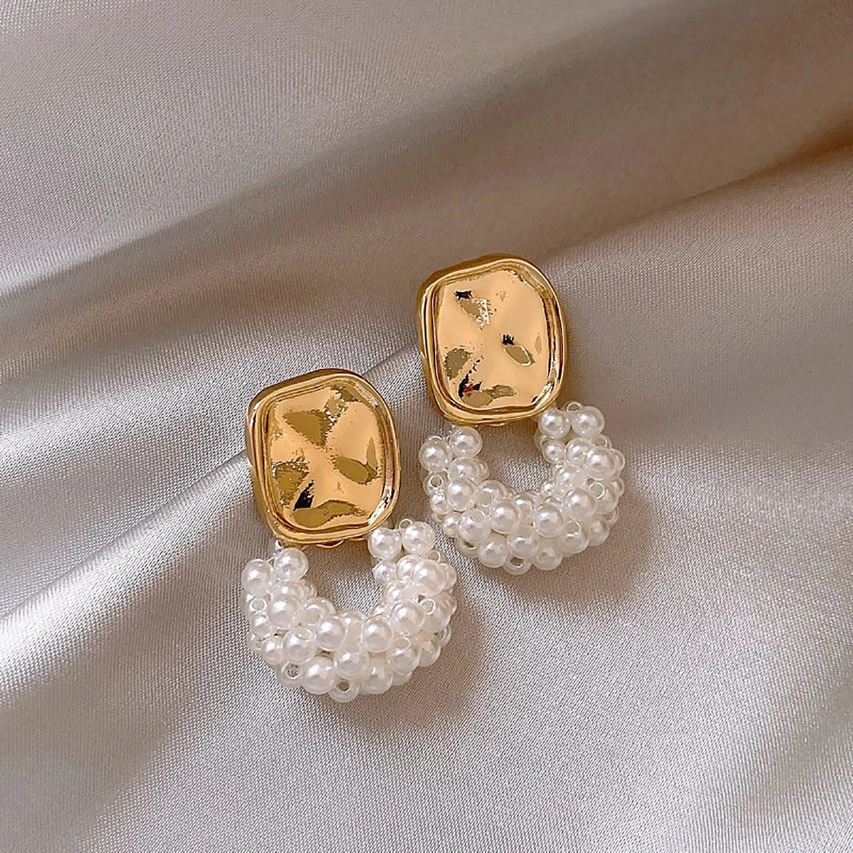 Vintage Gold & Pearl Rope Pendant Earrings-Maryam Jewelry