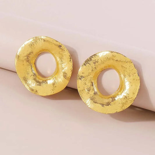 Vintage Gold Artistic Open-Circle Earrings-Maryam Jewelry