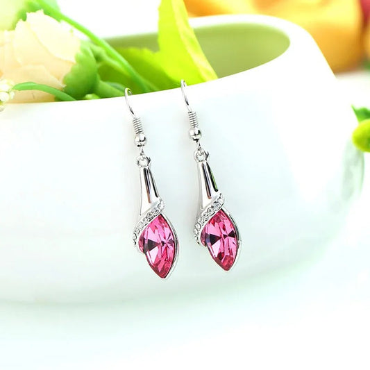 Vintage Silver Pink Gemstone Earrings-Maryam Jewelry