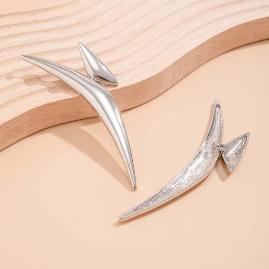Vintage Silver Sleek Curve Earrings-Maryam Jewelry