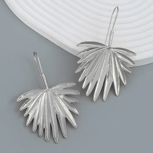 Vintage Silver Tropic Leaf Earrings-Maryam Jewelry