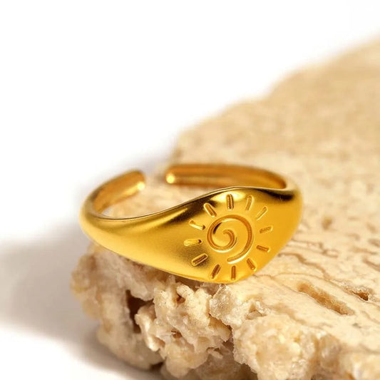 Gold Spiral Sun Symbol Adjustable Ring-Maryam Jewelry