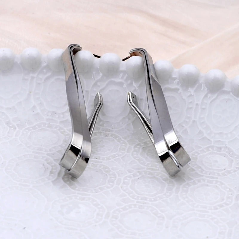 Vintage Silver Irregular Twist Dangle Earrings-Maryam Jewelry