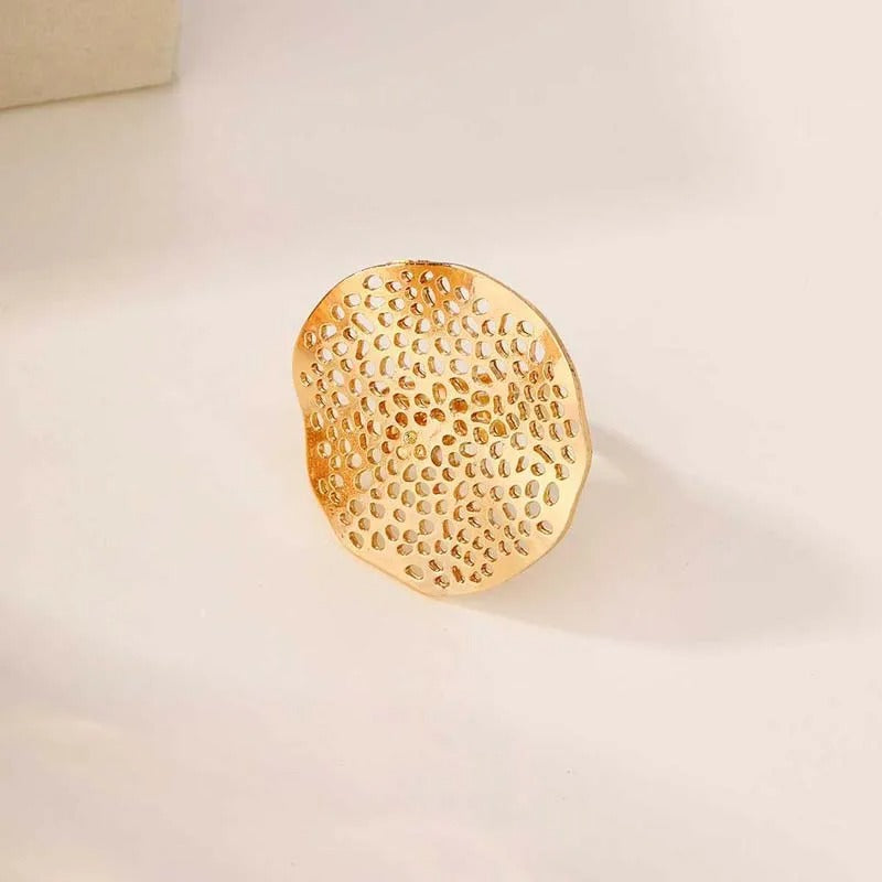 Vintage Gold Cut-Out Pattern Ring-Maryam Jewelry