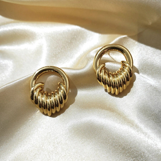 Gold Coil Hoop Spiral Earrings-Maryam Jewelry