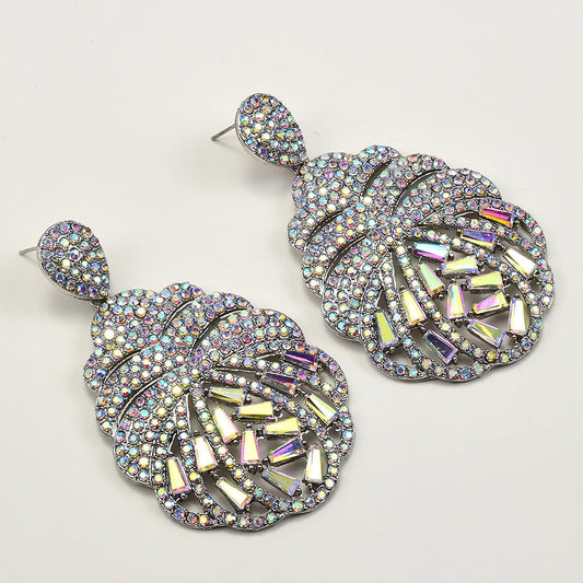 Vintage Crystal Shell Silver Earrings-Maryam Jewelry