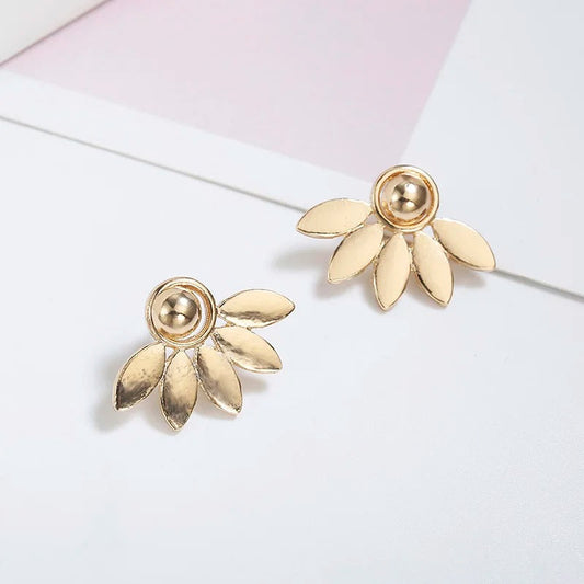 Gold Petal Design Earrings-Maryam Jewelry