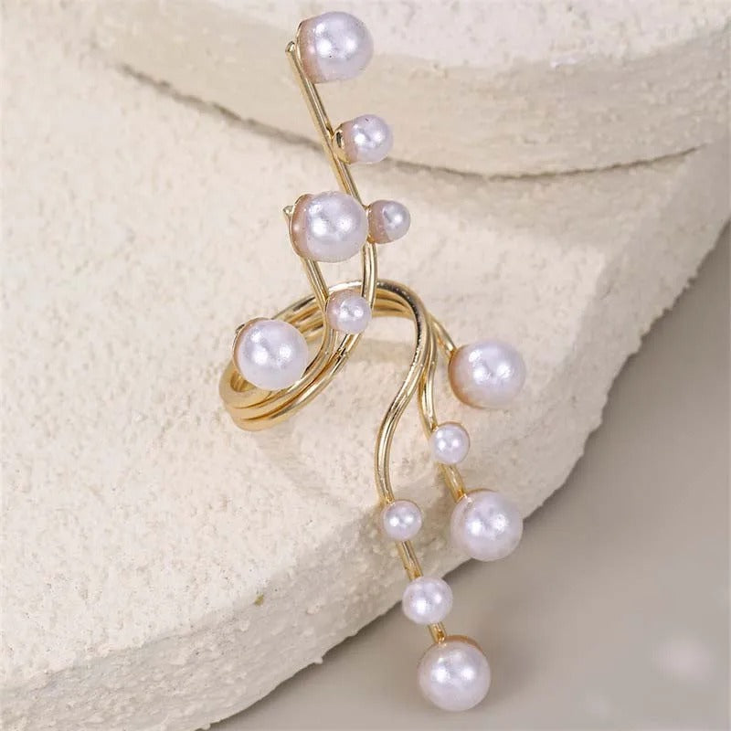 Vintage Gold & Pearl Cluster Open Ring-Maryam Jewelry