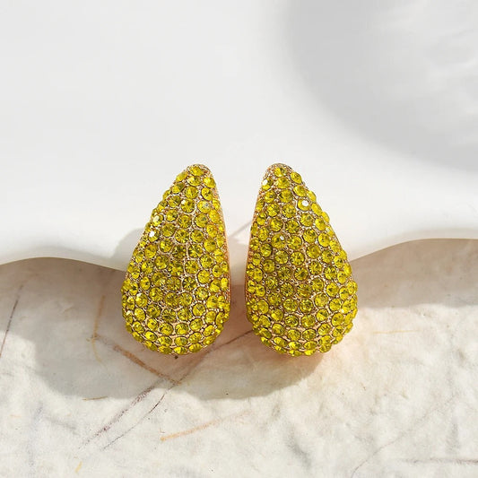 Gold Vintage Yellow Gemstone Stud Earrings-Maryam Jewelry