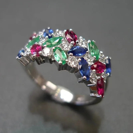 Vintage Dazzling Multi-Stone Colorful Ring-Maryam Jewelry
