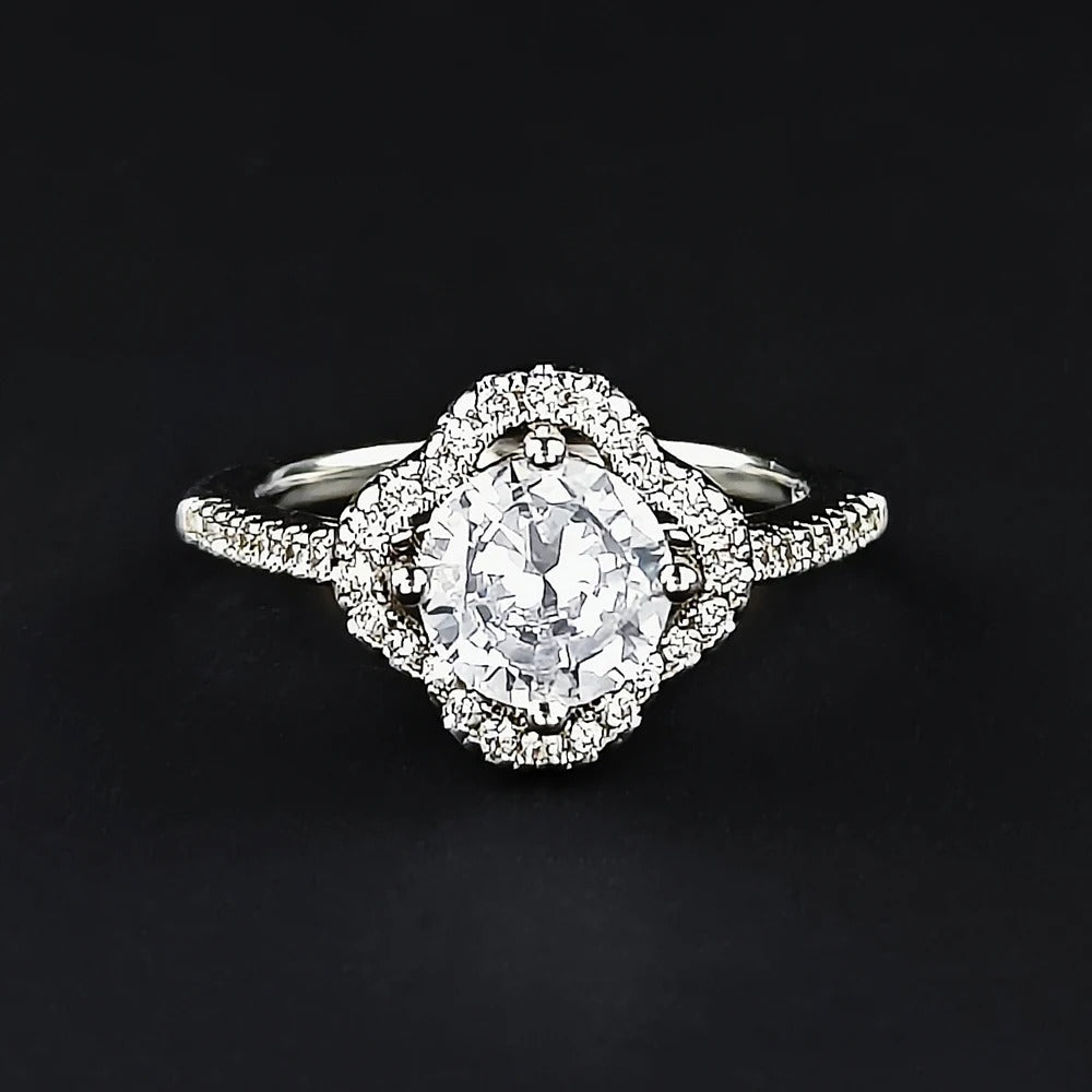 Vintage Silver & Floral Gemstone Diamond Ring-Maryam Jewelry