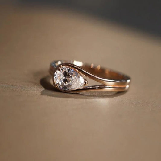 Timeless Rose Gold & Pear-Shaped Solitaire Adjustable Ring-Maryam Jewelry