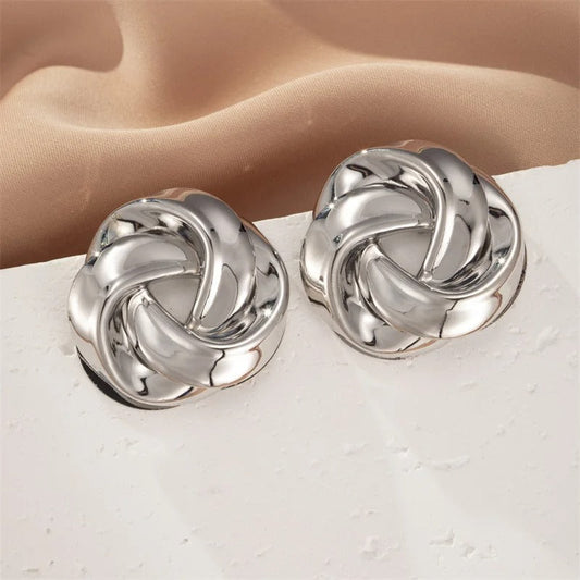 Classic Silver Knot-Shaped Stud Earrings-Maryam Jewelry
