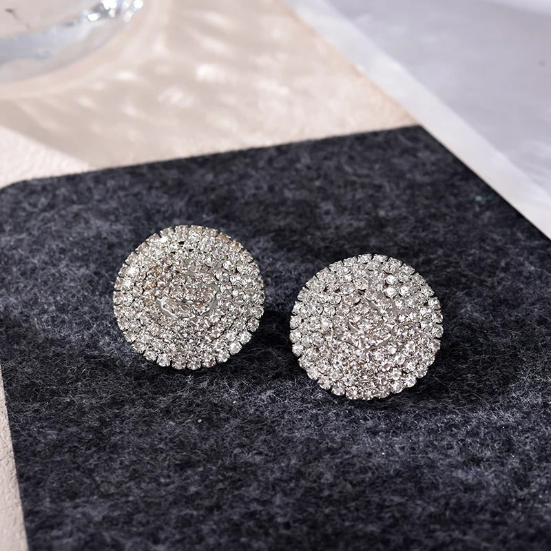 Vintage Silver Crystal Stud Earrings-Maryam Jewelry