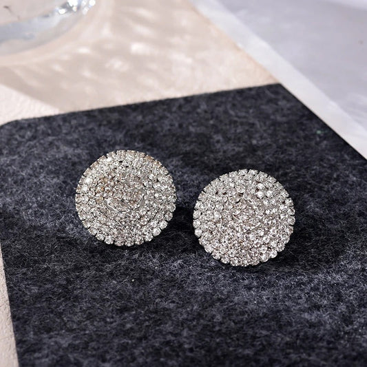 Vintage Silver Crystal Stud Earrings-Maryam Jewelry