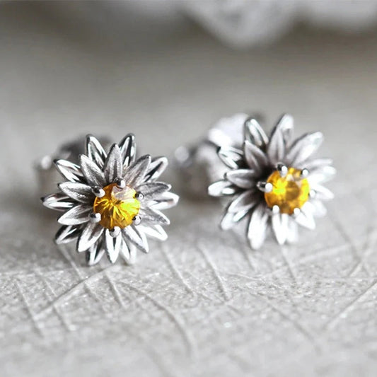 Vintage Silver Floral Charm Earrings-Maryam Jewelry