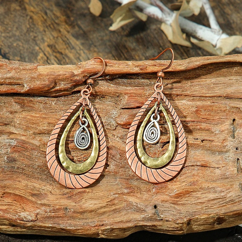 Vintage Spiral Drop Dangle Earrings-Maryam Jewelry