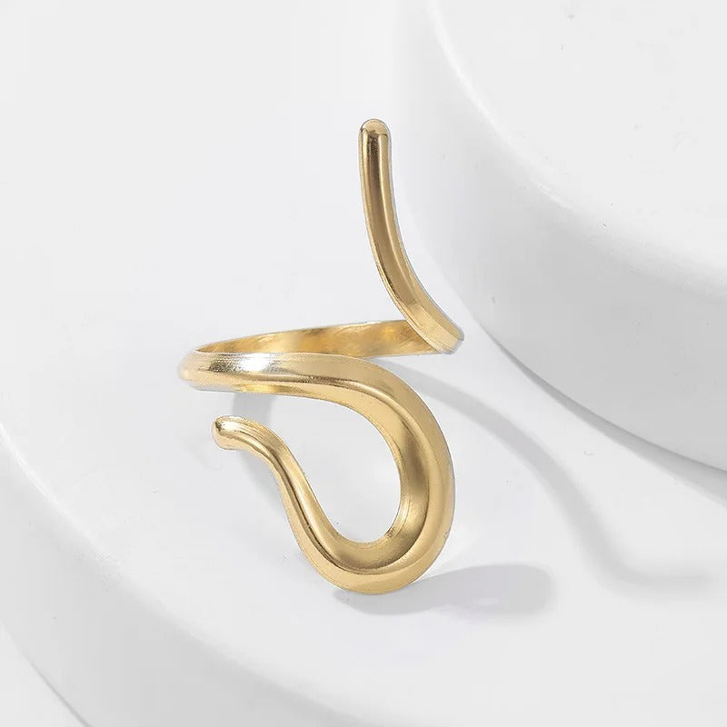 Gold Abstract Twisted Design Open Ring-Maryam Jewelry