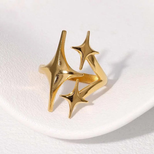 Gold Multi-Star Sculptural Adjustable Ring-Maryam Jewelry
