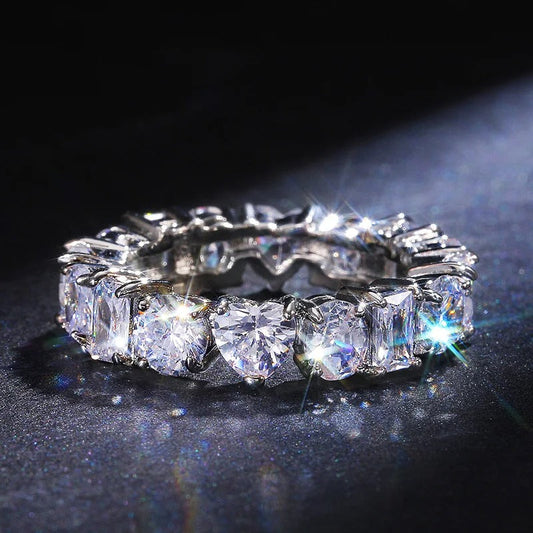 Heart-Shaped & Square Diamond Band Ring-Maryam Jewelry