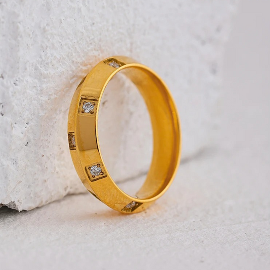 Classic Gold Crystal Band Ring-Maryam Jewelry