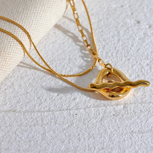 Vintage Gold Layered Pendant Necklace-Maryam Jewelry