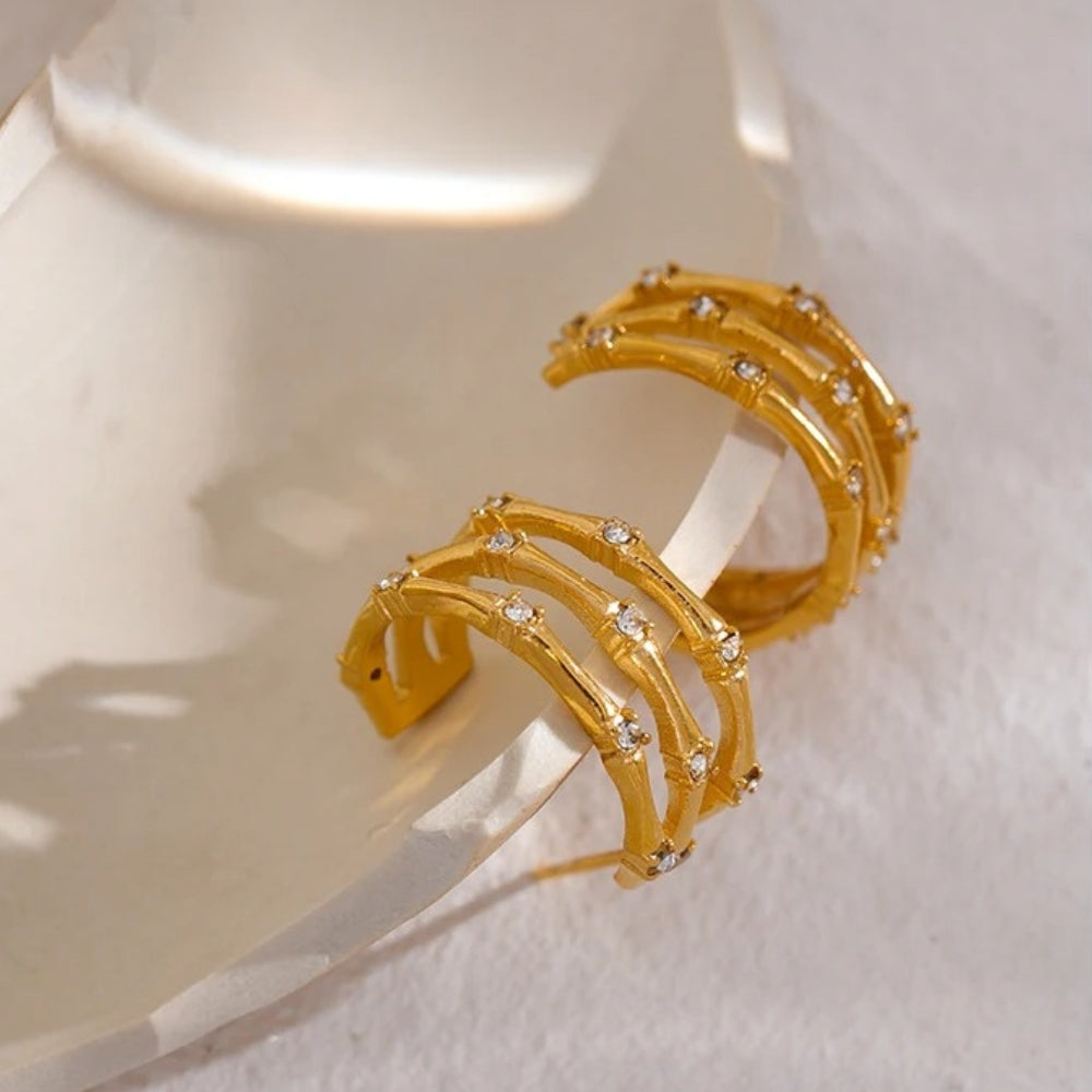 Vintage Glam Gold Hoop Earrings-Maryam Jewelry