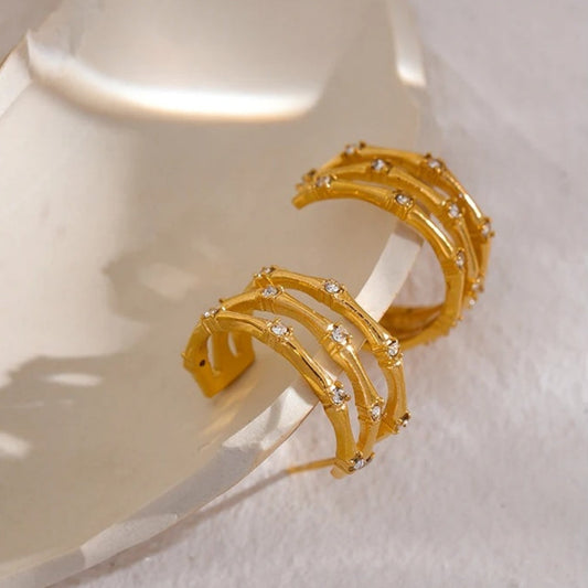 Vintage Glam Gold Hoop Earrings-Maryam Jewelry