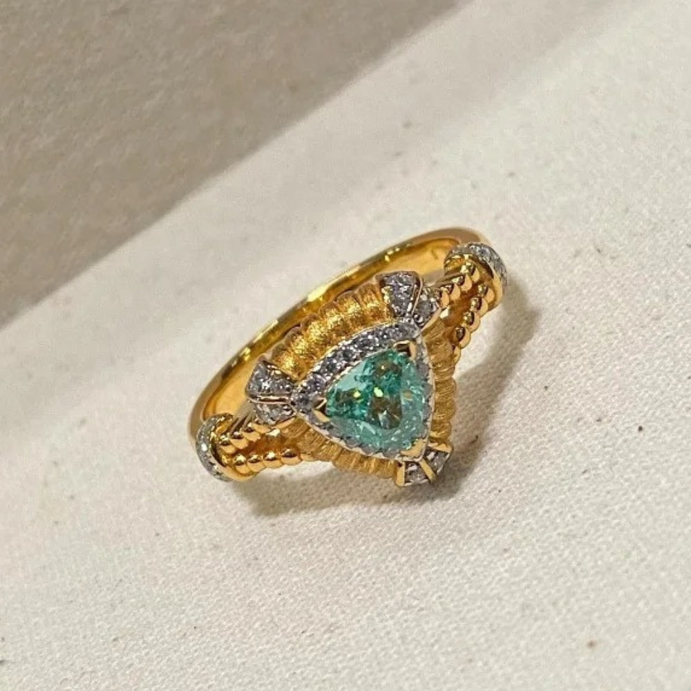 Classic Triangular Gorgeous Mint Green Adjustable Ring-Maryam Jewelry