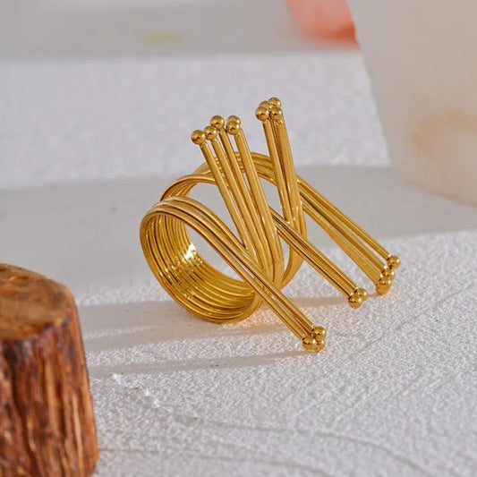 Bold Modern Art Gold Ring-Maryam Jewelry
