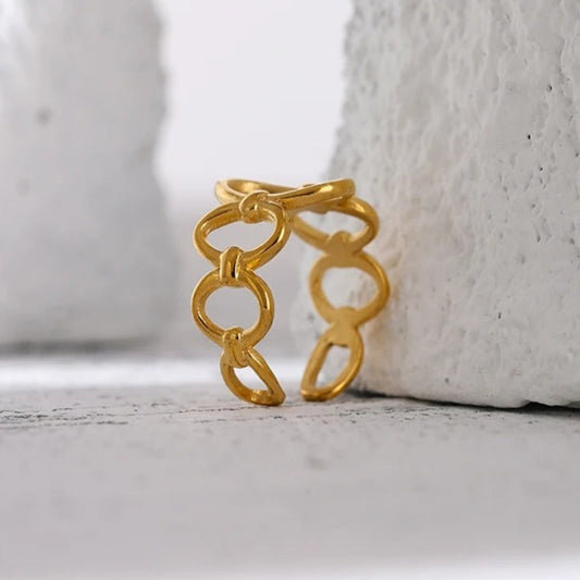 Vintage Open Chain Gold Ring-Maryam Jewelry