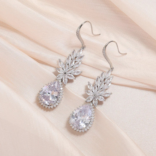 Silver Vintage Glam Drop Earrings-Maryam Jewelry