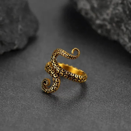 Vintage Gold Octopus Tentacle Adjustable Ring-Maryam Jewelry