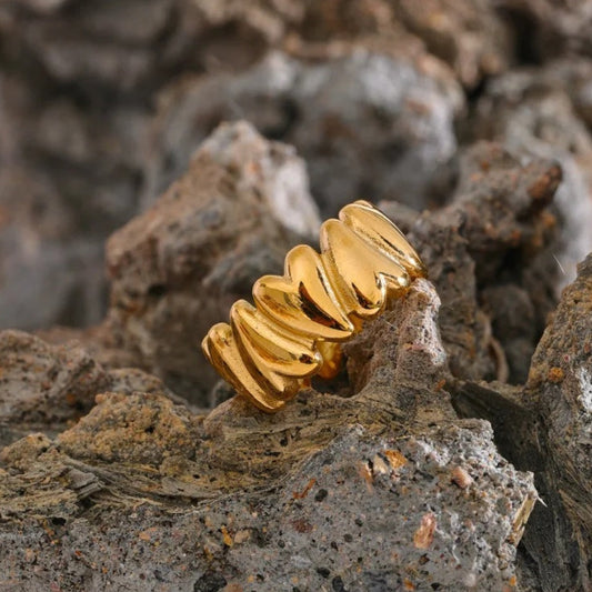 Vintage Gold Heart Love Open Ring-Maryam Jewelry