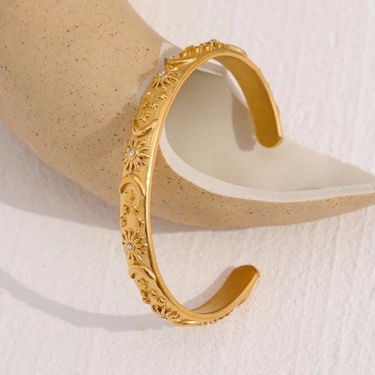 Vintage Moon Star Sun Bangle Bracelet-Maryam Jewelry