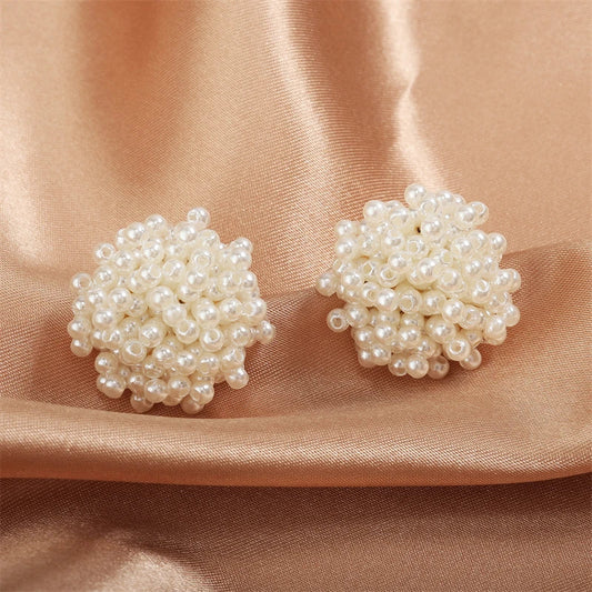 Classic Pearl Cluster Ball Earrings-Maryam Jewelry