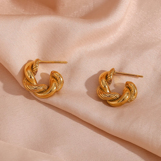 Vintage Gold Rope Twist Earrings-Maryam Jewelry
